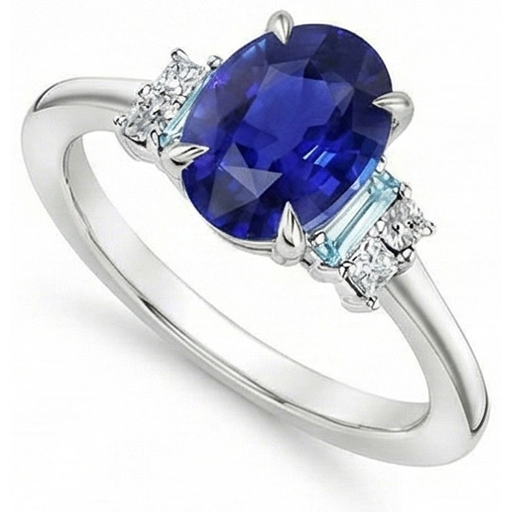 echter oval aquamarin 4Karat ring Detailansicht