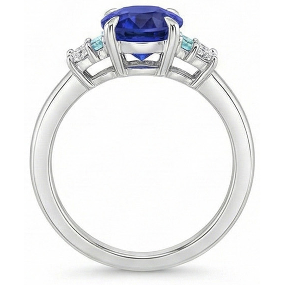 echter oval aquamarin 4Karat ring Draufsicht