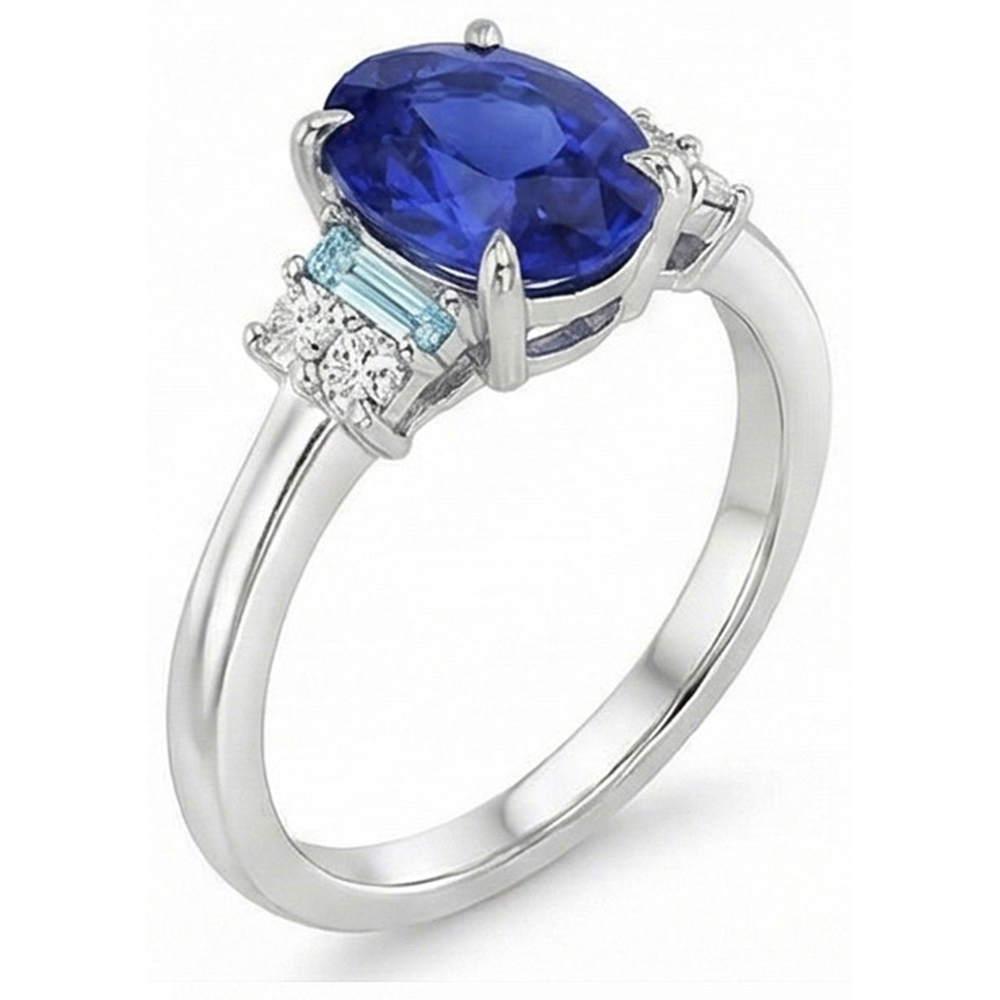 echter oval aquamarin 4Karat ring Profilansicht