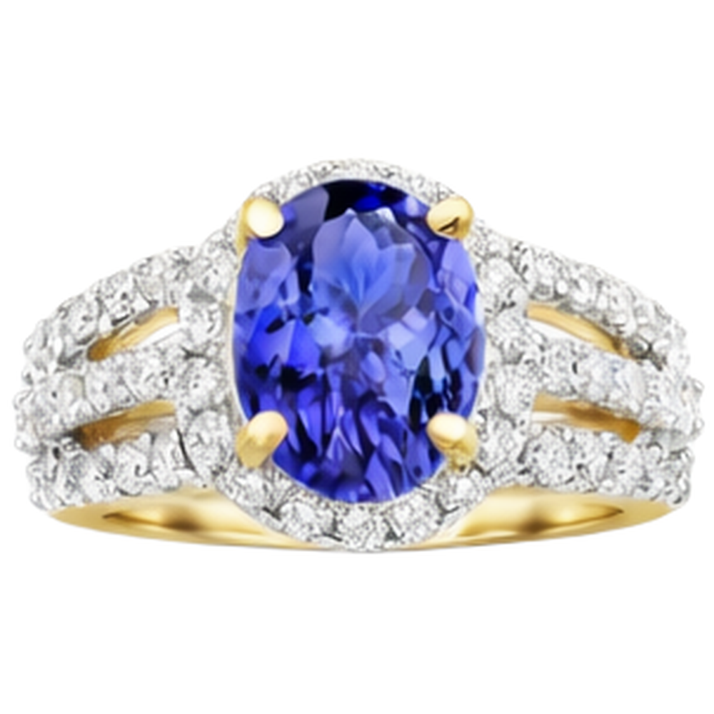 echter oval tansanit 3.50Karat ring Draufsicht