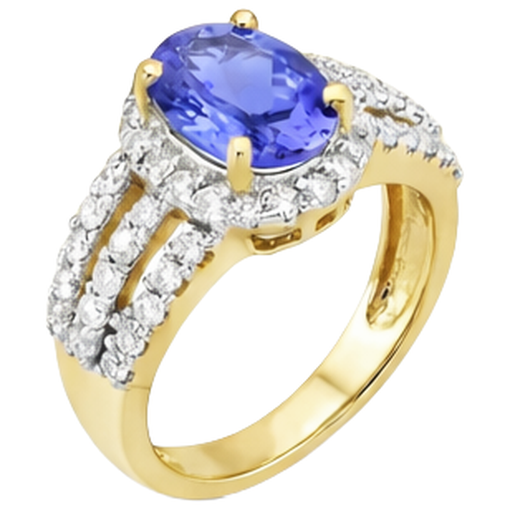 echter oval tansanit 3.50Karat ring Profilansicht