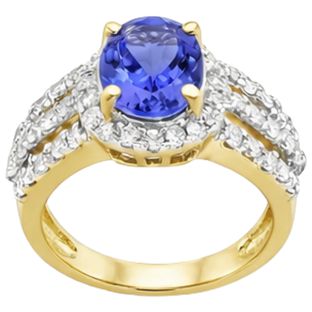 echter oval tansanit 3.50Karat ring auf Weiß