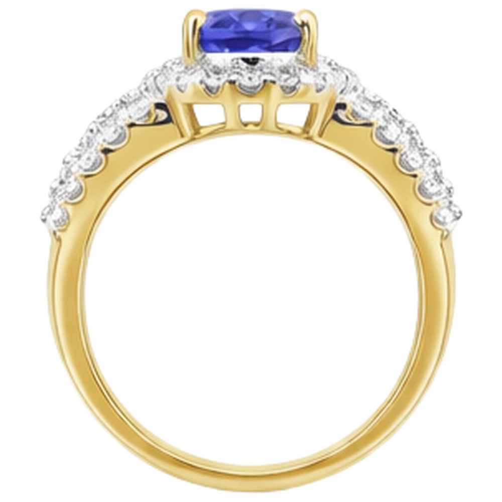 echter oval tansanit 3.50Karat ring mit Diamantbesatz