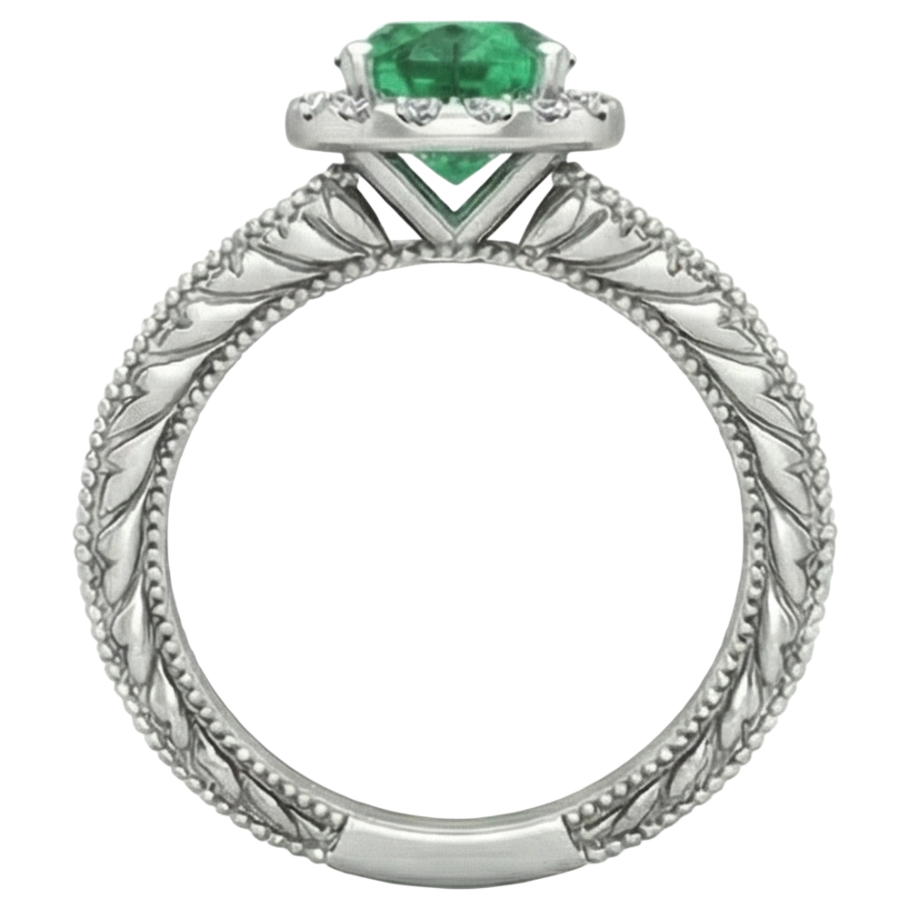 echter oval smaragd 3.50Karat ring Profilansicht