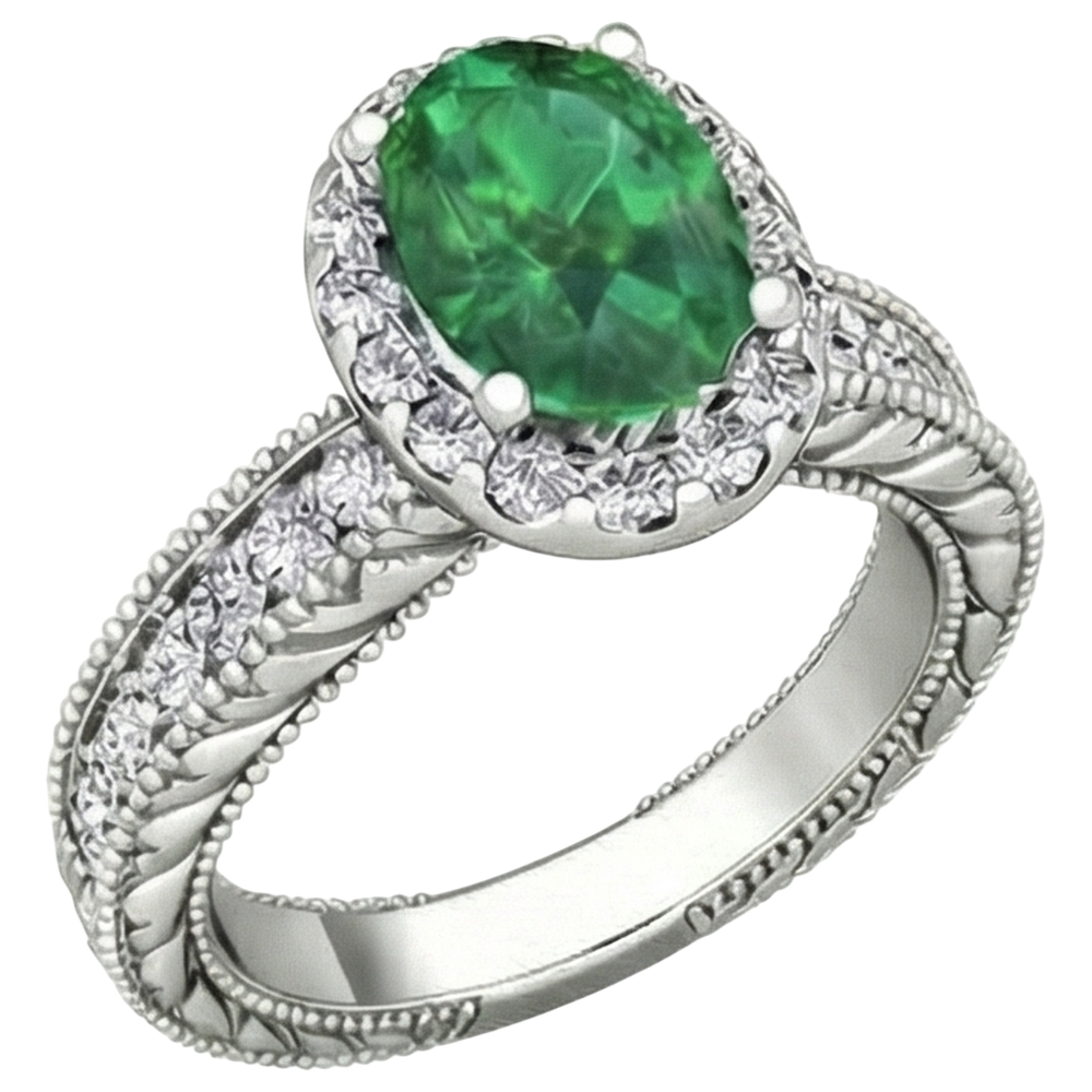 echter oval smaragd 3.50Karat ring Detailansicht
