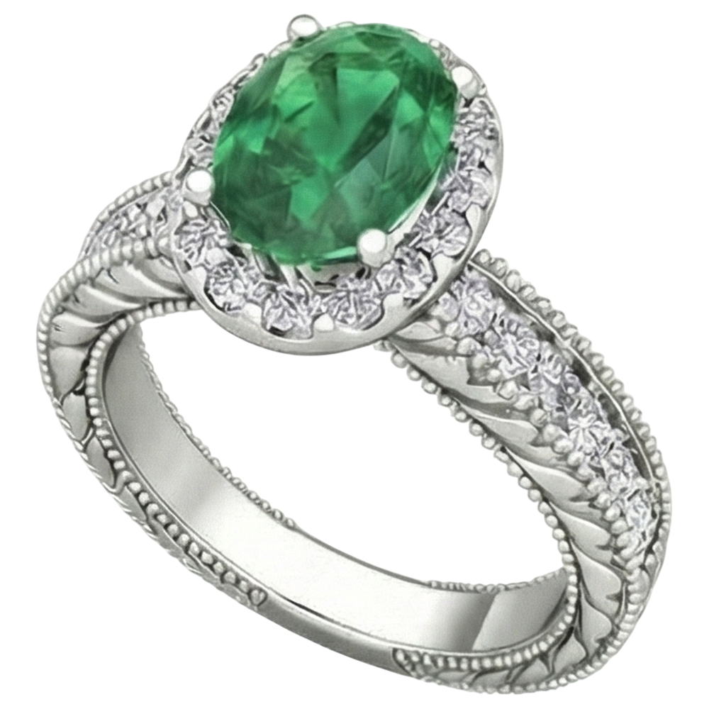 echter oval smaragd 3.50Karat ring Draufsicht
