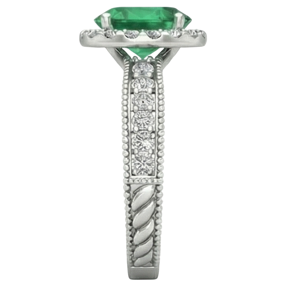 echter oval smaragd 3.50Karat ring auf Weiß