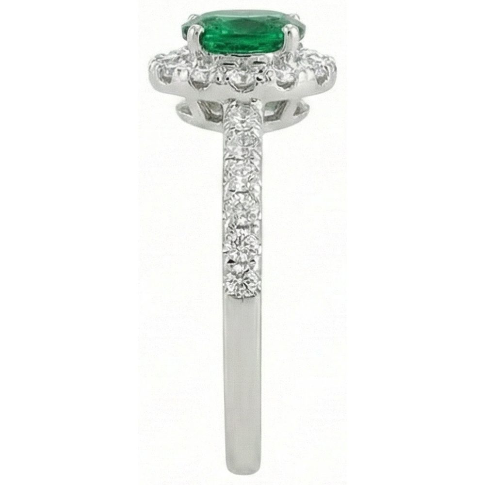 Ovaler Grün Smaragd Diamant 3,85 Karat Ehering Weißgold 14K
