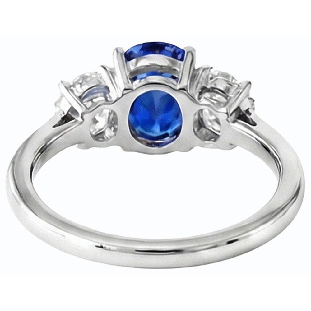 Ovaler Natürlicher Diamant ( nicht im Labor gezüchtet )-Jubiläumsring Natürlicher blauer Saphirstein 2,50 Karat