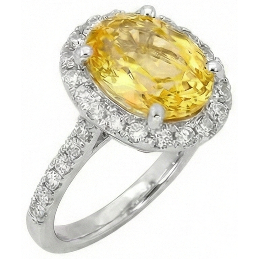 echter oval saphir 3.5Karat ring Seitenansicht