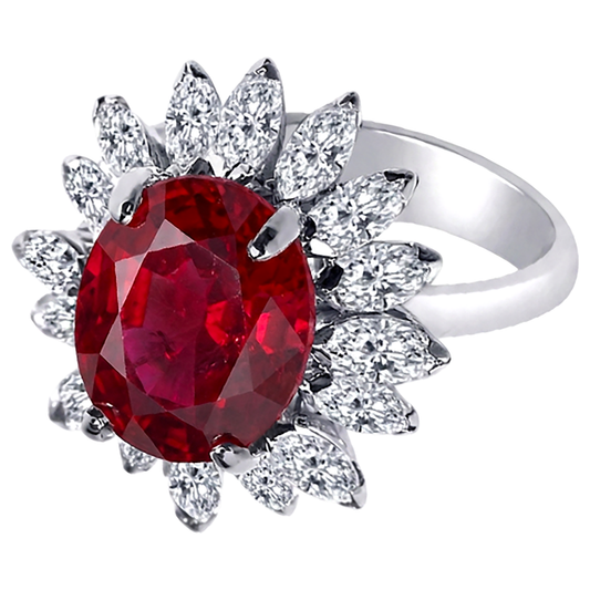 echter oval rubin 13.80Karat ring Vorderansicht