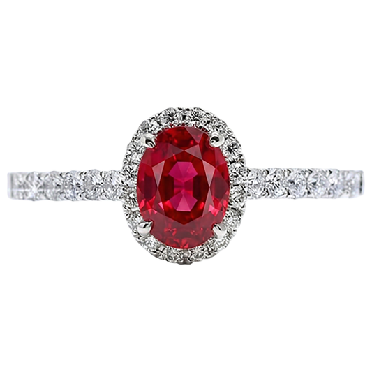 echter oval rubin 3.70Karat ring Vorderansicht