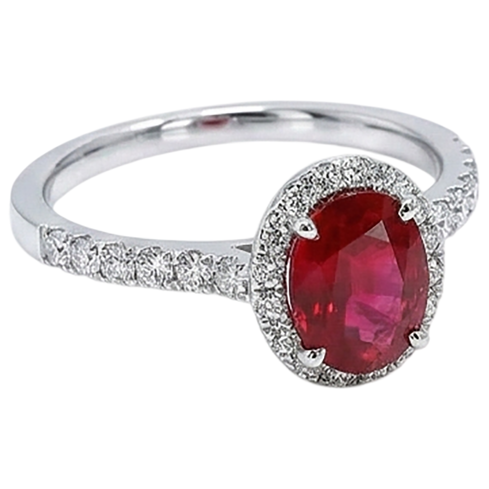 echter oval rubin 3.70Karat ring Seitenansicht