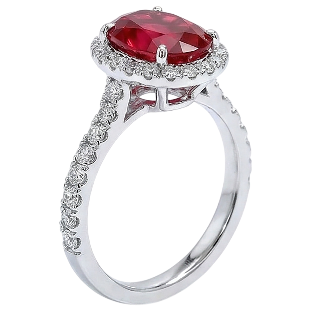 echter oval rubin 3.70Karat ring Profilansicht