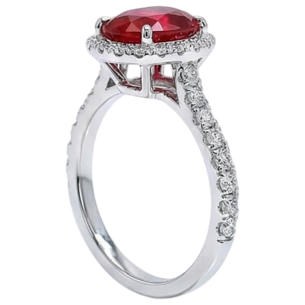 echter oval rubin 3.70Karat ring auf Weiß
