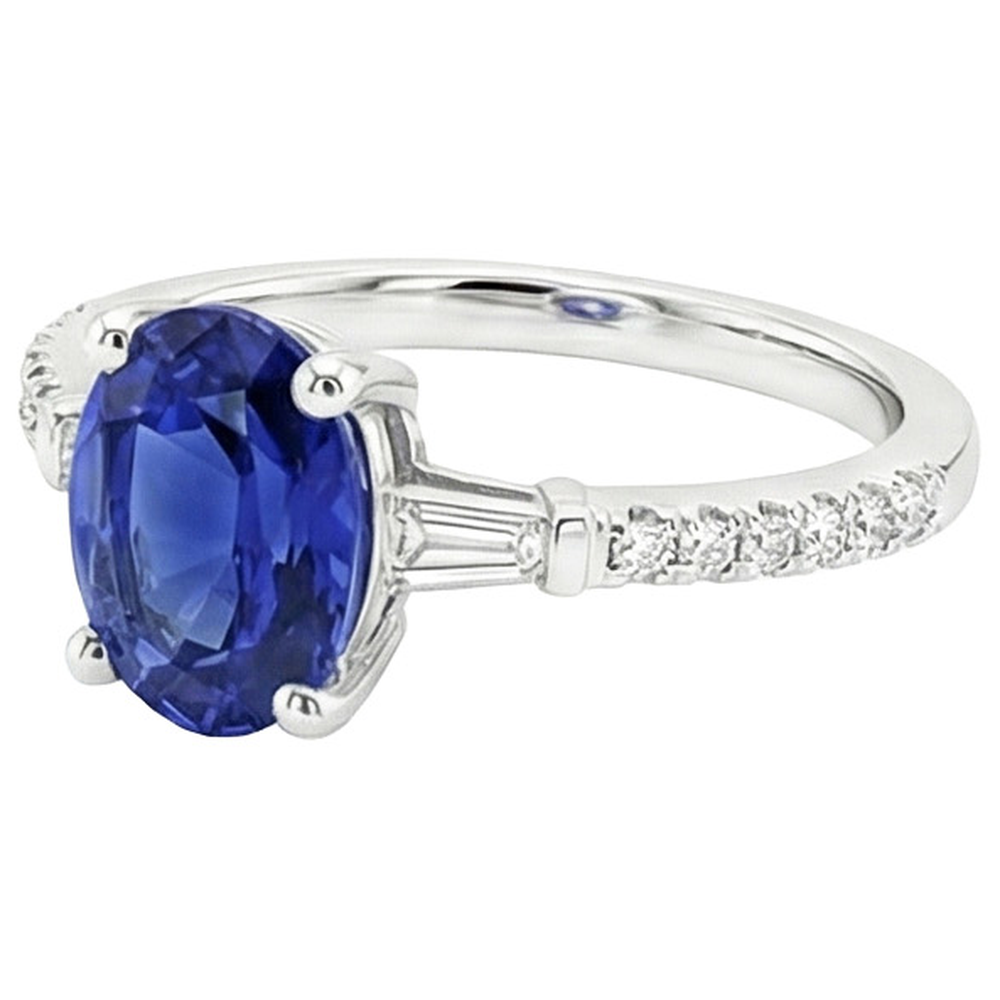 echter oval diamant 3Karat ring Profilansicht