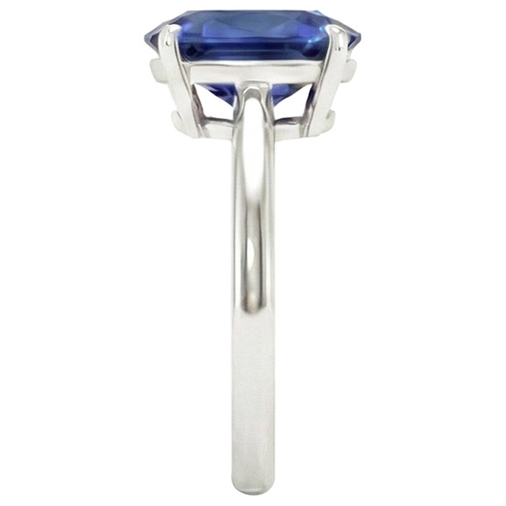 Ovaler Solitaire Ceylon Blauer Saphir Weißgold Ring 4,50 Karat