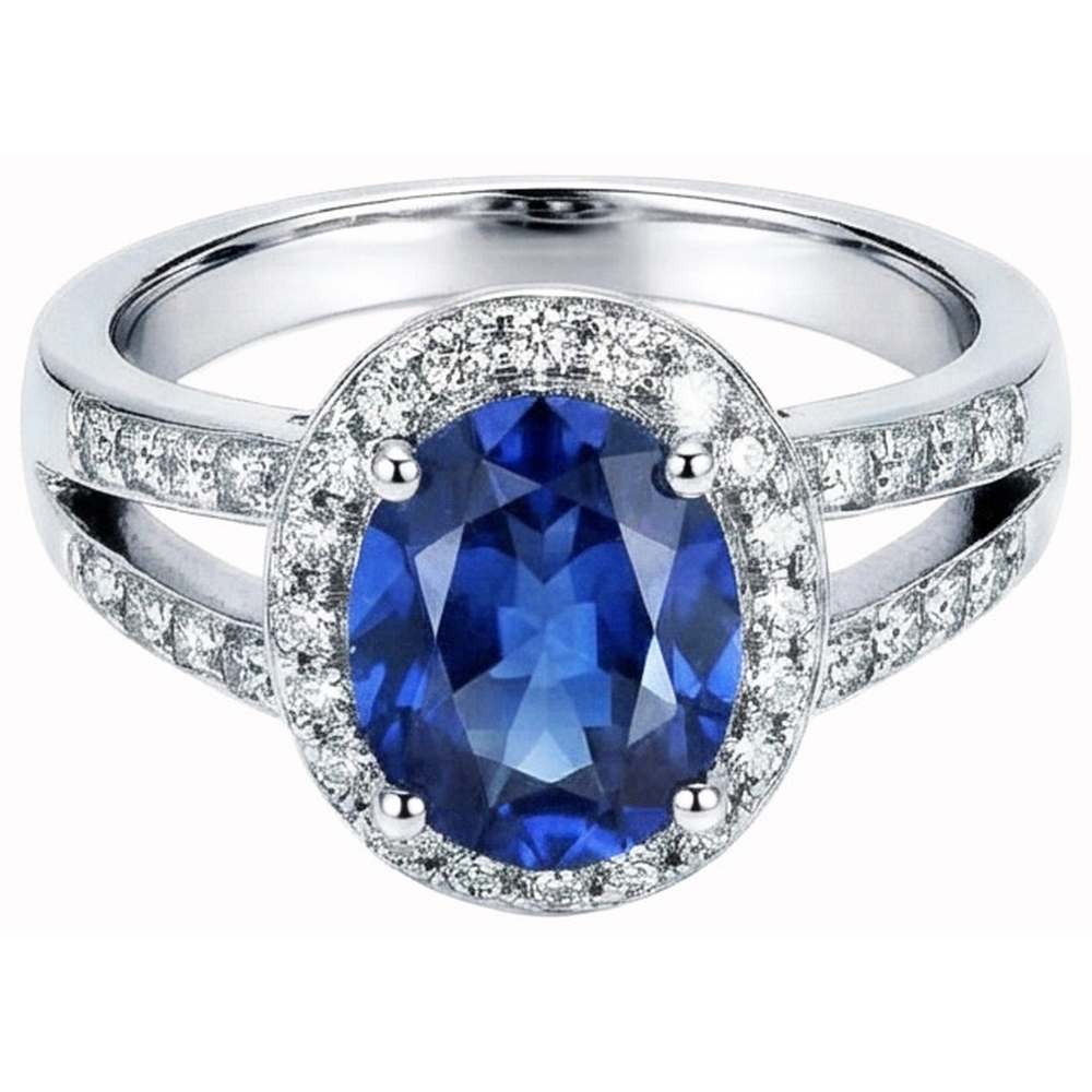 echter oval saphir 3.50Karat ring Vorderansicht