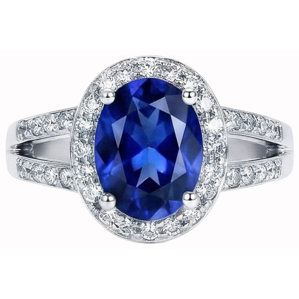 echter oval saphir 3.50Karat ring Seitenansicht