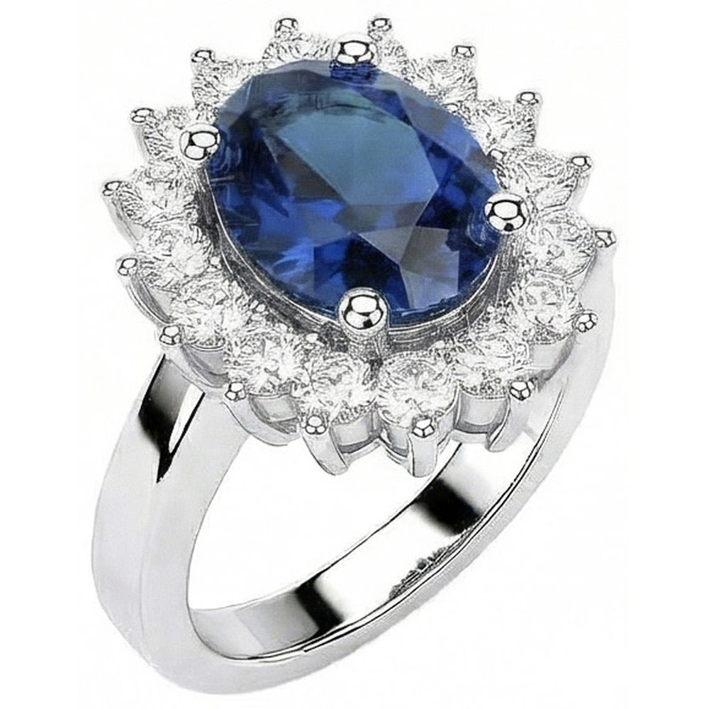 echter oval diamant 2Karat ring Draufsicht