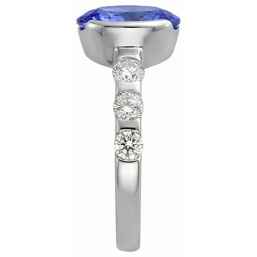Ovaler Tansanit AAA und Diamanten Ring Weißgold 4,50 Karat Schmuck