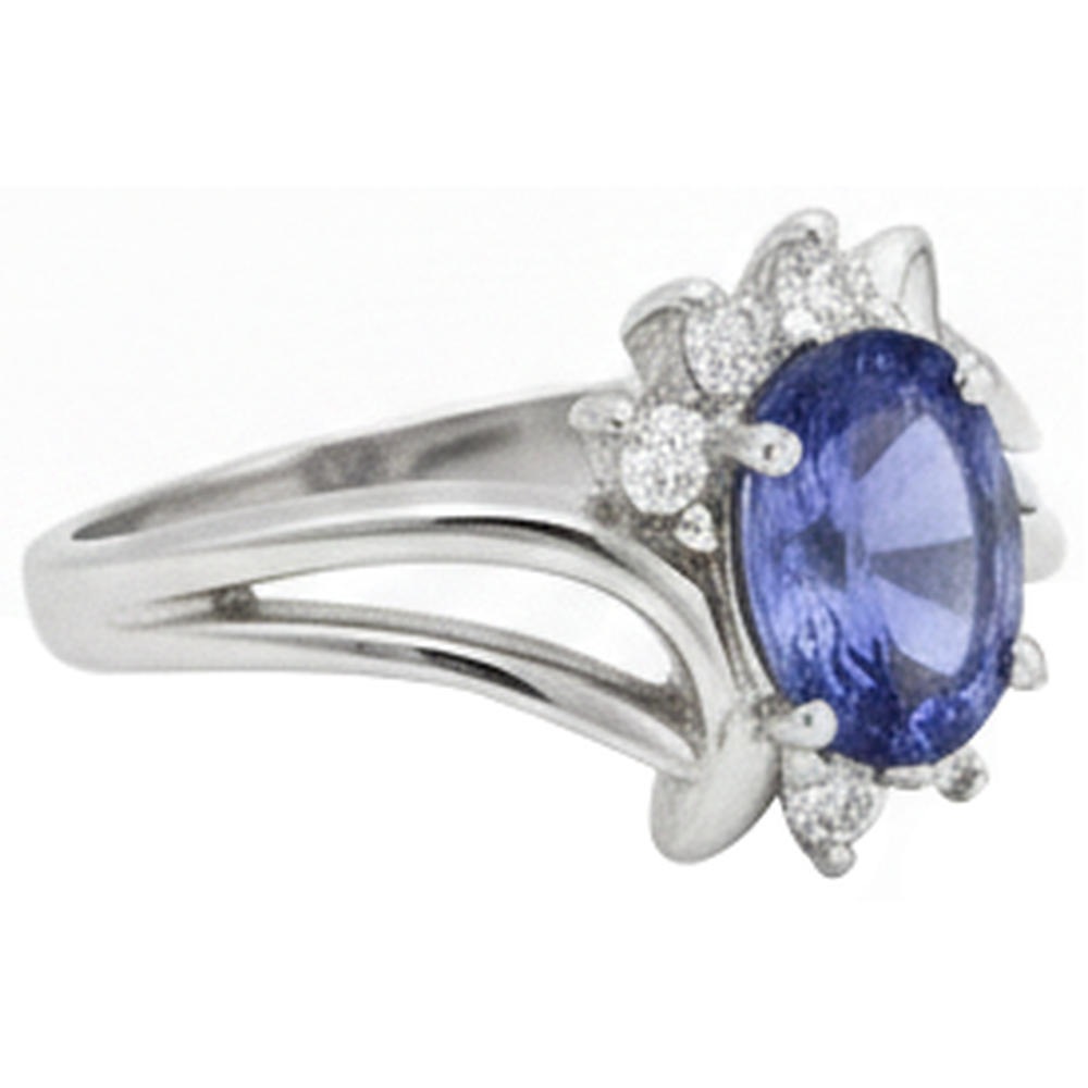 echter oval tansanit 2.05Karat ring Seitenansicht