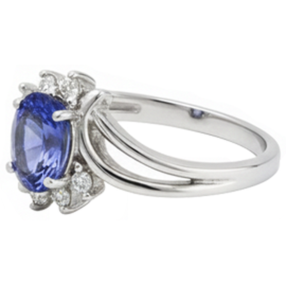 echter oval tansanit 2.05Karat ring Profilansicht