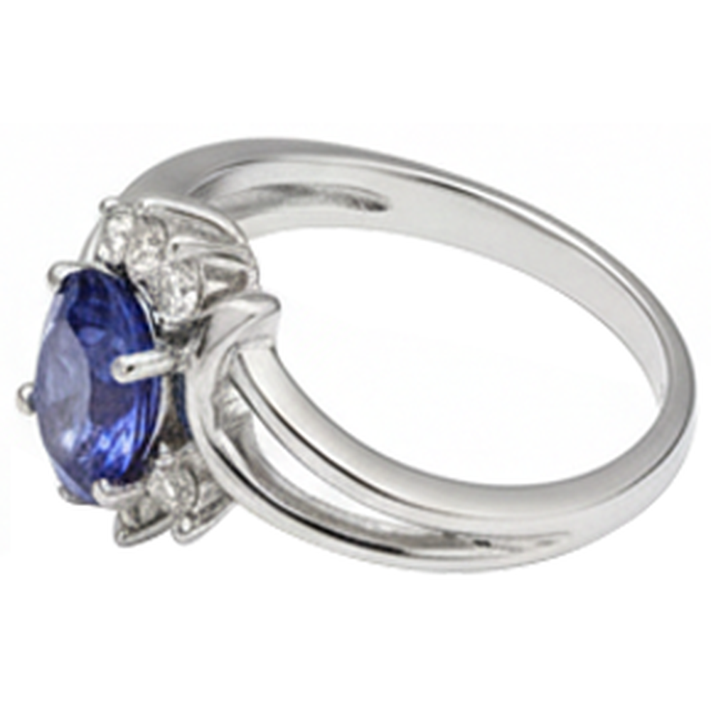 echter oval tansanit 2.05Karat ring auf Weiß