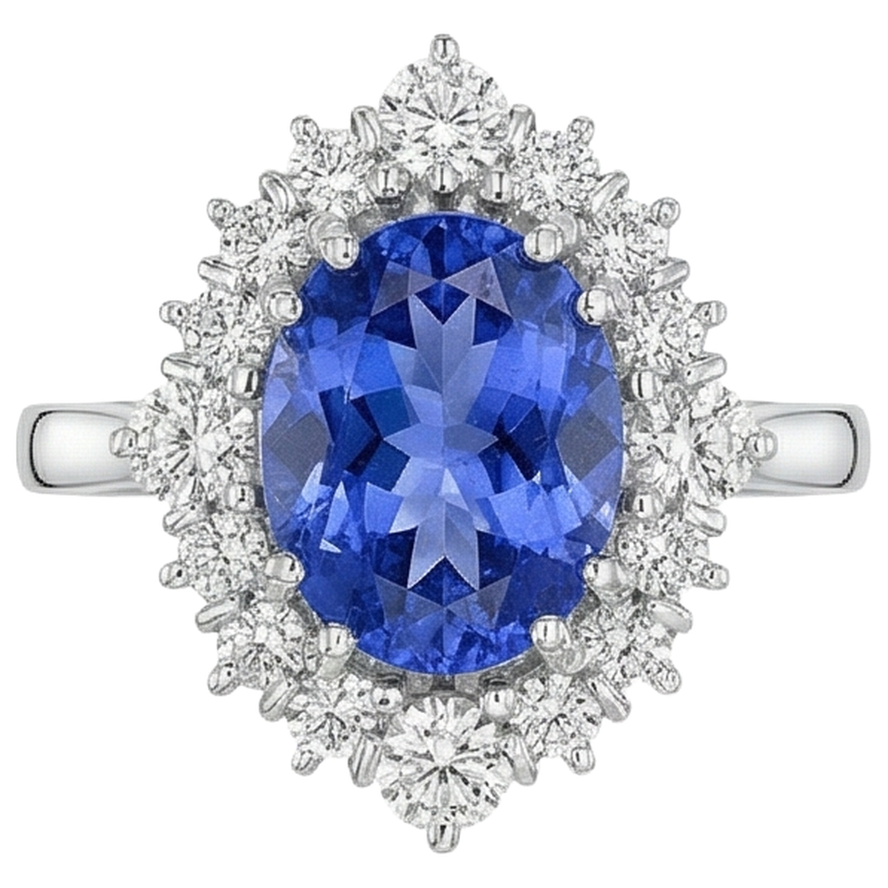 echter oval diamant 3.50Karat ring Seitenansicht