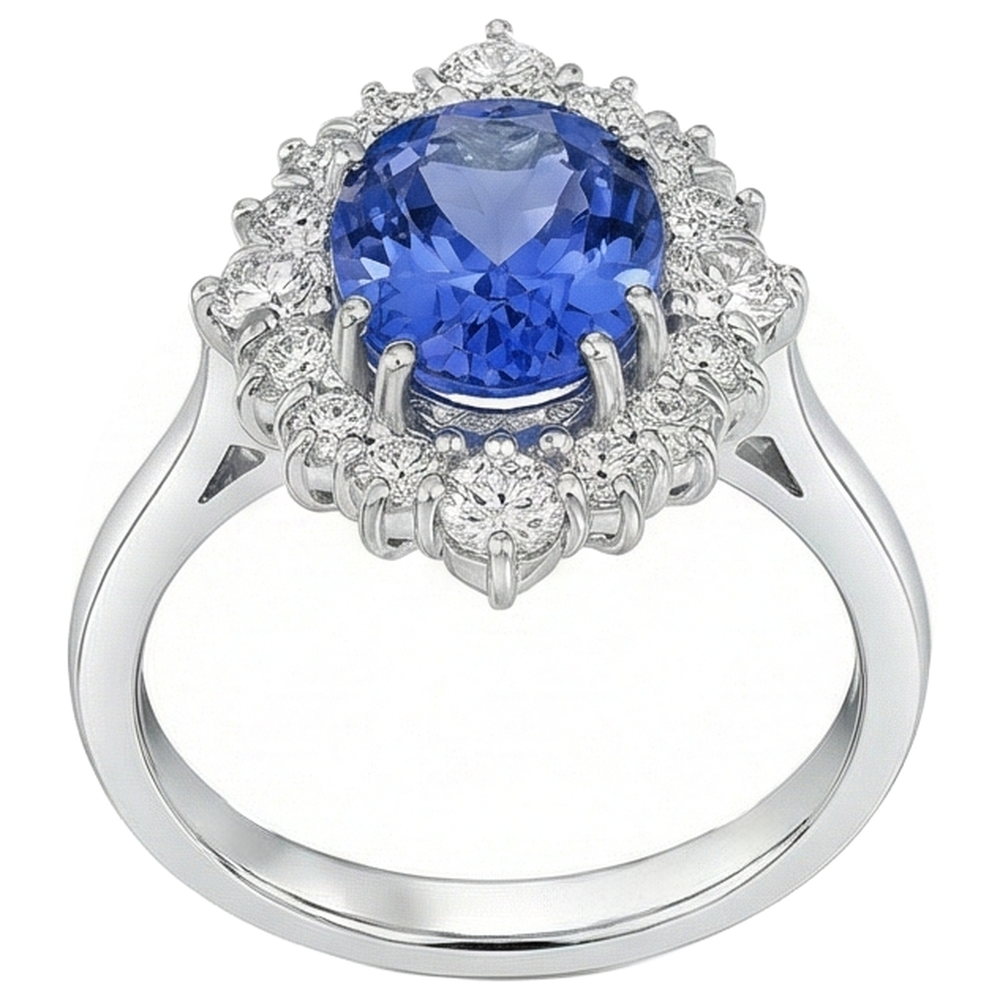 echter oval diamant 3.50Karat ring Draufsicht