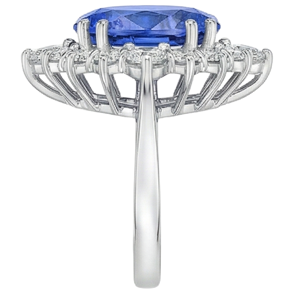 echter oval diamant 3.50Karat ring Profilansicht