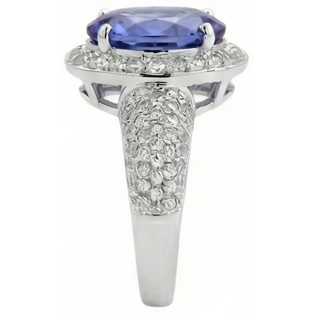 Ovaler Tansanit & Diamanten 7 Karat Ring Pave Weißgold 14K