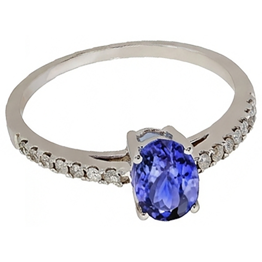 echter oval tansanit 5.50Karat ring Seitenansicht
