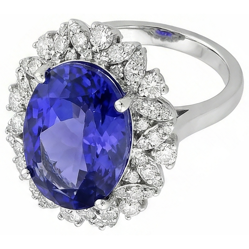 echter oval tansanit 7Karat ring Seitenansicht