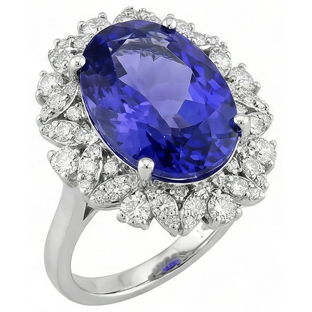 echter oval tansanit 7Karat ring Detailansicht