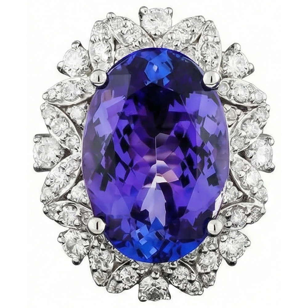 echter oval tansanit 7Karat ring Draufsicht