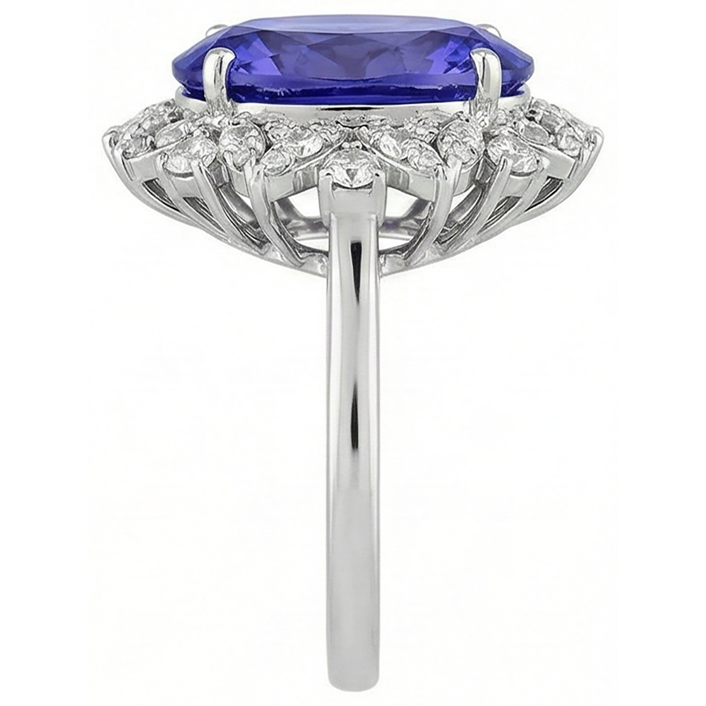 echter oval tansanit 7Karat ring Profilansicht