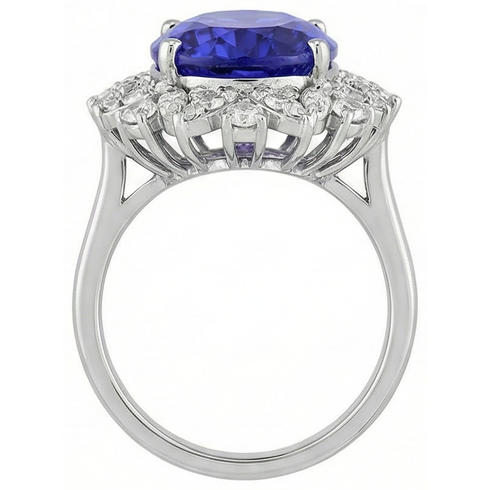 echter oval tansanit 7Karat ring auf Weiß