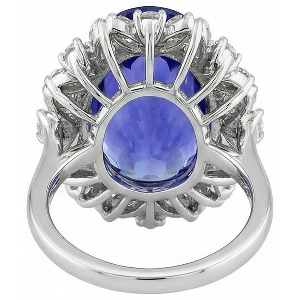 echter oval tansanit 7Karat ring mit Diamantbesatz