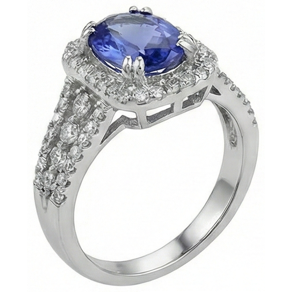 echter oval tansanit 5.70Karat ring Draufsicht
