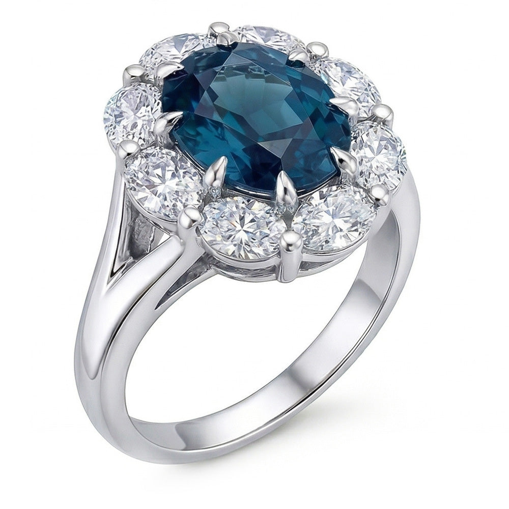 echter oval diamant 3.30Karat ring Draufsicht