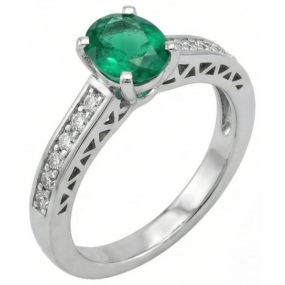 echter oval smaragd 3.00Karat ring Seitenansicht