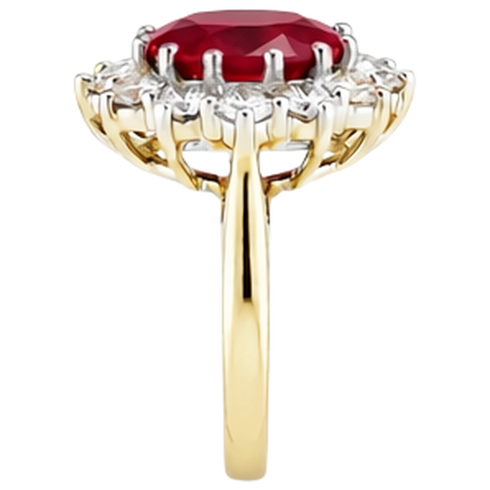 echter oval rubin 4.75Karat ring Draufsicht