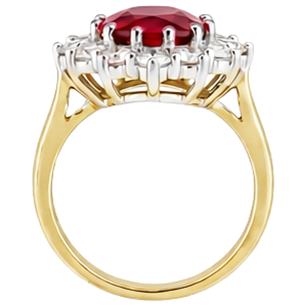 echter oval rubin 4.75Karat ring Profilansicht