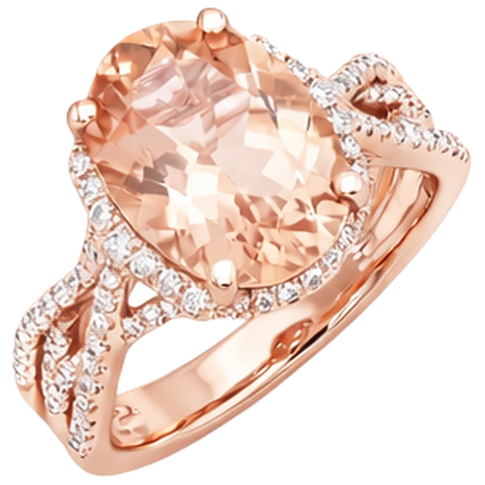 echter oval morganit 8.00Karat ring Detailansicht
