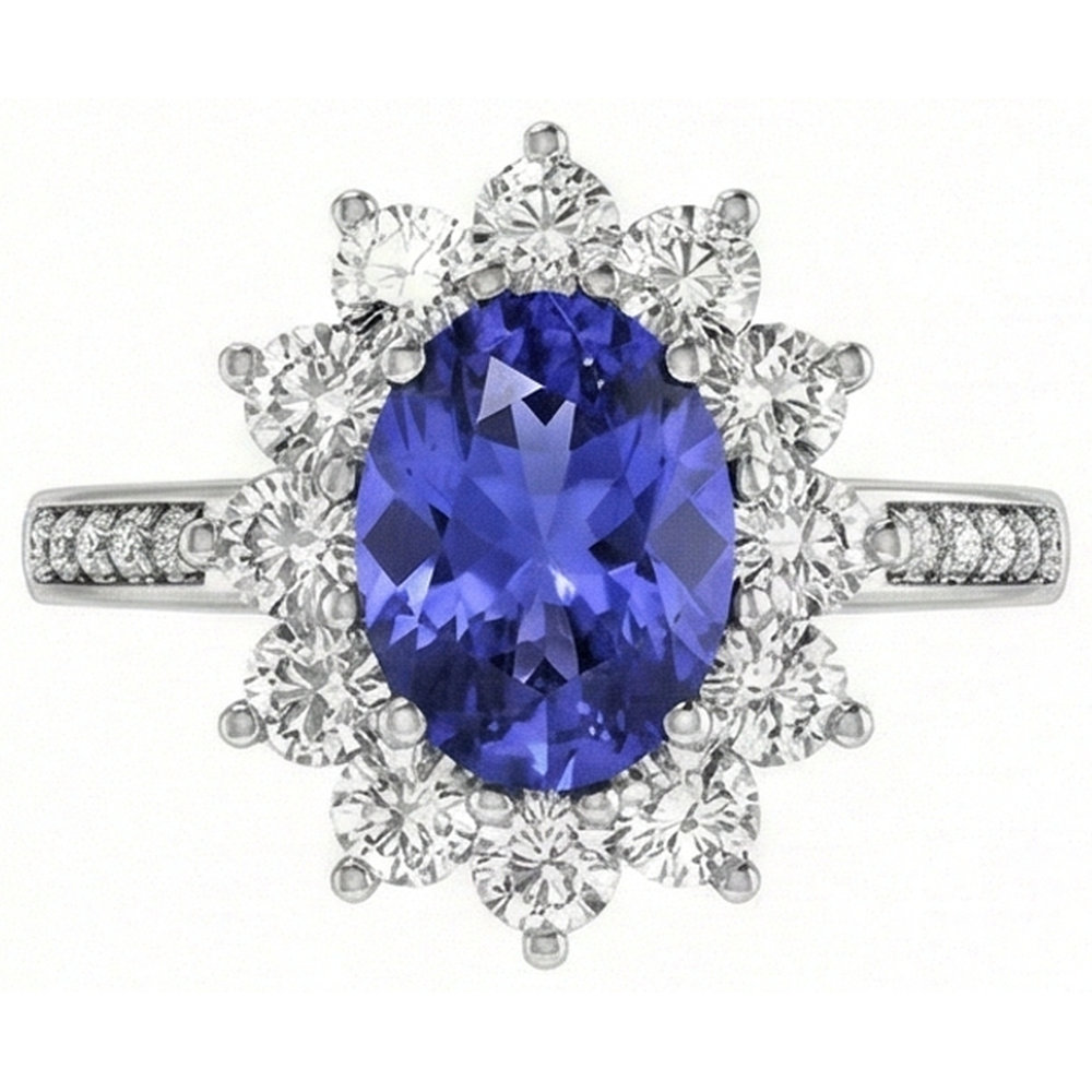 echter oval tansanit 3.75Karat ring Seitenansicht