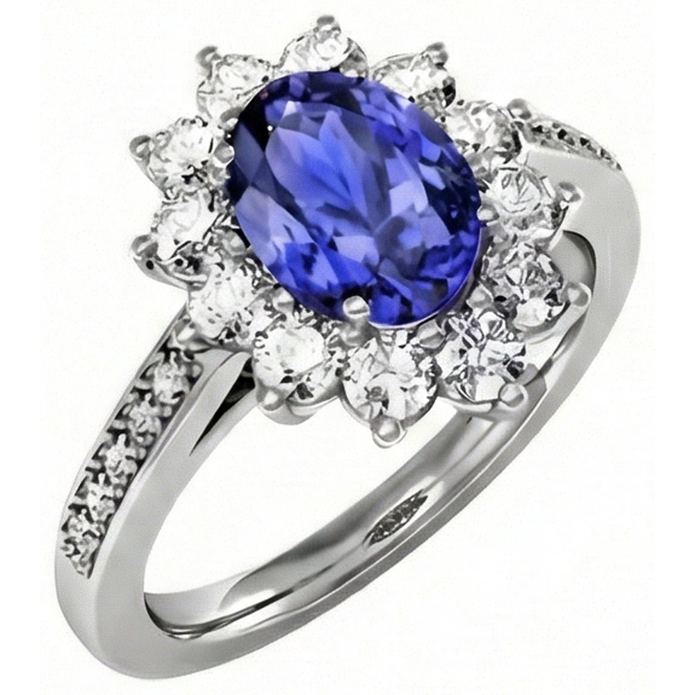 echter oval tansanit 3.75Karat ring Detailansicht