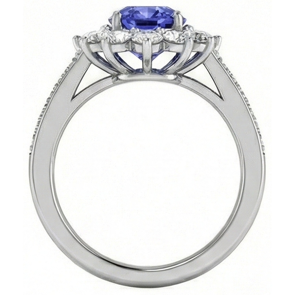 echter oval tansanit 3.75Karat ring Draufsicht