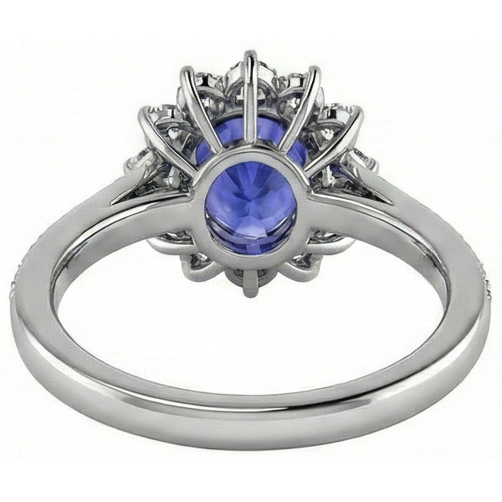 echter oval tansanit 3.75Karat ring auf Weiß
