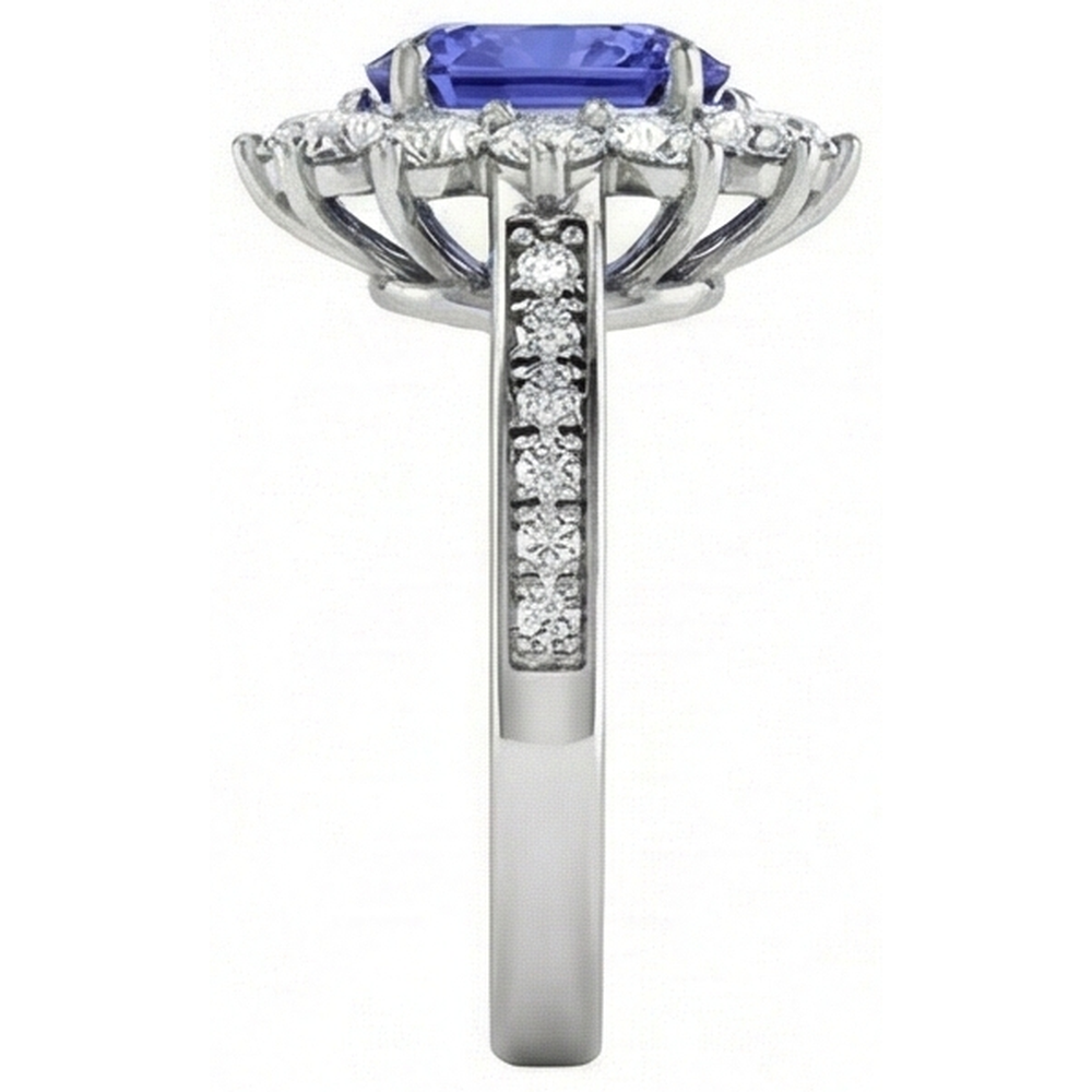 echter oval tansanit 3.75Karat ring mit Diamantbesatz